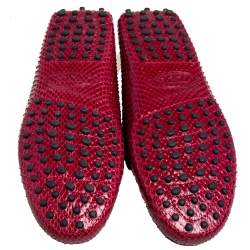 Pre Owned Tod's Red Python Double T Slip On Loafers Size 38