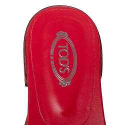 Tod's Red Leather Slide Sandals Size 39