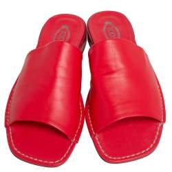 Tod's Red Leather Slide Sandals Size 39
