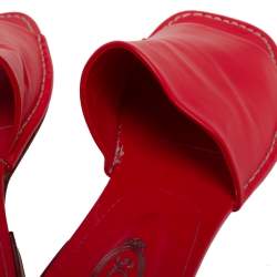 Tod's Red Leather Slide Sandals Size 39