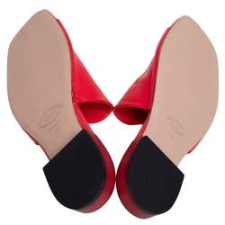 Tod's Red Leather Slide Sandals Size 39