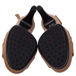 Tod's Tan Leather Open Toe Platform Slingback Sandals Size 36.5