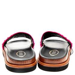 Tod's Fuchsia Velvet Studded Flat Slides Size 39