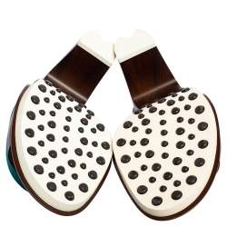 Tod's Teal Blue/Brown Leather and Satin Block Heel Slingback Sandals Size 40.5