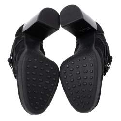 Pre Owned Tod's Black Suede Buckle Ankle Boots Size 36.5