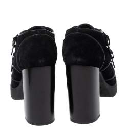 Pre Owned Tod's Black Suede Buckle Ankle Boots Size 36.5