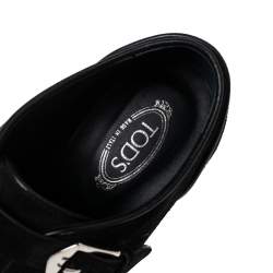 Pre Owned Tod's Black Suede Buckle Ankle Boots Size 36.5