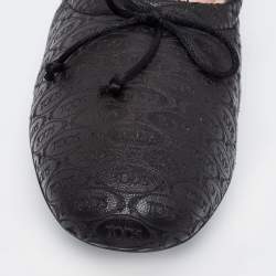 Pre Owned Tod's Black Leather Scrunch Ballet Flats Size 37