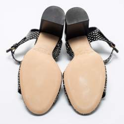 مملوكة مسبقًا Tod's Black/White Python Embossed Leather Ankle Strap Sandals Size 38.5