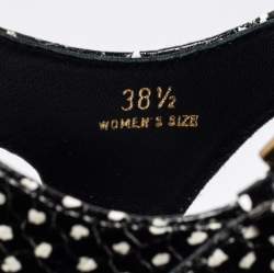 مملوكة مسبقًا Tod's Black/White Python Embossed Leather Ankle Strap Sandals Size 38.5