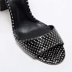 مملوكة مسبقًا Tod's Black/White Python Embossed Leather Ankle Strap Sandals Size 38.5