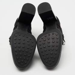 مملوكة مسبقًا Tod's Black Suede Buckle Block Heel Booties Size 39.5 
