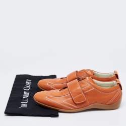 Pre Owned Tod's Orange  Leather Velcro Strap Sneakers Size 40