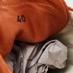 Pre Owned Tod's Orange  Leather Velcro Strap Sneakers Size 40
