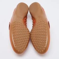 Pre Owned Tod's Orange  Leather Velcro Strap Sneakers Size 40