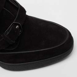 Pre Owned Tod's Black Suede Leather Buckle Detail Block Heel Booties Size 40