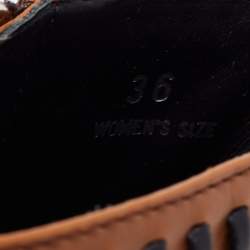 Pre Owned Tod's Brown Leather Gipsy Cross Stitch Detail Block Heel Ankle Boots Size 36