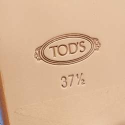 Pre Owned Tod's Light Blue Leather Studded Open Toe Flat Slide Sandals Size 37.5