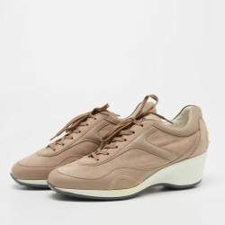 Pre Owned Tod's Pink Suede and Leather Low Top Sneakers Size 38.5