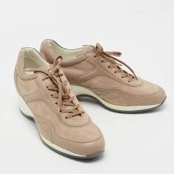 Pre Owned Tod's Pink Suede and Leather Low Top Sneakers Size 38.5