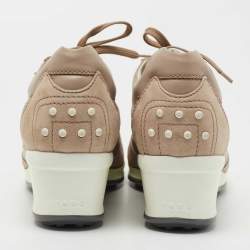Pre Owned Tod's Pink Suede and Leather Low Top Sneakers Size 38.5