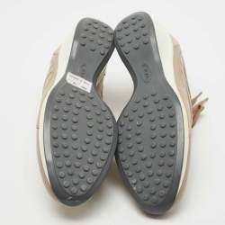 Pre Owned Tod's Pink Suede and Leather Low Top Sneakers Size 38.5