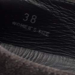 Pre Owned Tod's Grey Suede Fringes Double T  Platform Loafres Size 38