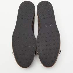 Pre Owned Tod's Grey Suede Fringes Double T  Platform Loafres Size 38