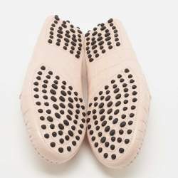 Pre Owned Tod's Light Pink Croc Embossed Leather Penny Loafers Size 36.5