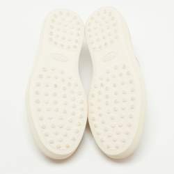 مملوكة مسبقًا Tod's White/Brown Nubuck and Leather Low Top Sneakers Size 37.5