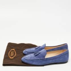 مملوكة مسبقًا Tod's Blue Suede Slip On Loafers Size 38
