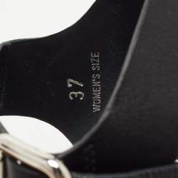 Pre Owned Tod's Black Leather Block Heel Platform Sandals Size 37