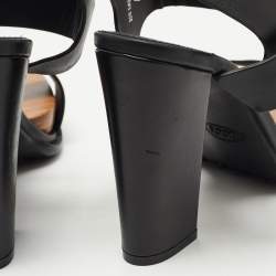 Pre Owned Tod's Black Leather Block Heel Platform Sandals Size 37