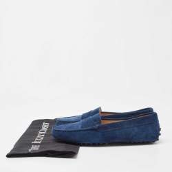 مملوكة مسبقًا Tod's Navy Blue Suede Penny Loafers Size 35