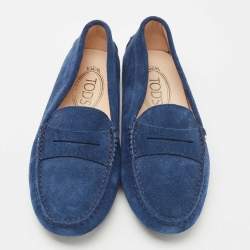 مملوكة مسبقًا Tod's Navy Blue Suede Penny Loafers Size 35