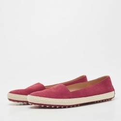 Pre Owned Tod's Red Suede Gommino Pantofola Espadrille Flats Size 40 