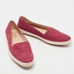 Pre Owned Tod's Red Suede Gommino Pantofola Espadrille Flats Size 40 
