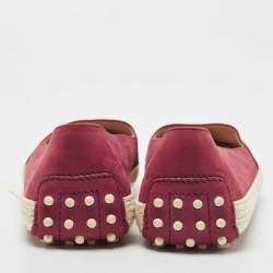 Pre Owned Tod's Red Suede Gommino Pantofola Espadrille Flats Size 40 