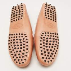 Pre Owned Tod's Light Brown Leather Buckle Detail Slip On Loafers Size 39