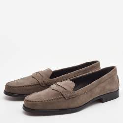 مملوكة مسبقًا Tod's Grey Suede Penny Loafers Size 39