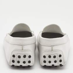 مملوكة مسبقًا Tod's White Leather Penny Driving Loafers Size 39