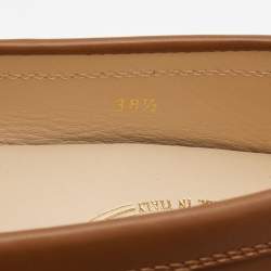 Pre Owned Tod's Brown Leather Double T Slip On Loafers Size 38.5