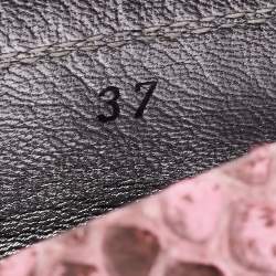 Pre Owned Tod's Pink Python Leather Embellished Loafers Size 37