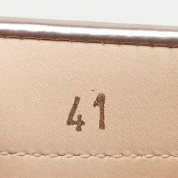 Pre Owned Tod's Rose Gold Patent Leather Penny Slip On Loafers Size 41