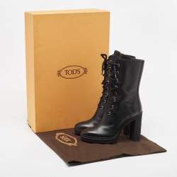 مملوكة مسبقًا Tod's Black Leather Midcalf Boots Size 37