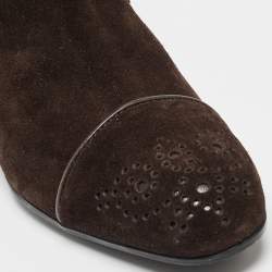 Pre Owned Tod's Dark Brown Suede Ankle Boots Size 37