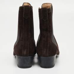 Pre Owned Tod's Dark Brown Suede Ankle Boots Size 37