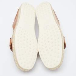 Pre Owned Tod's Brown Leather Chain Detail Espadrille Flats Size 40