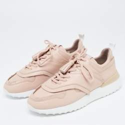 Tod's Pink Perforated Leather Fringed Low Top Sneakers Size 39.5