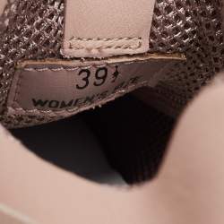 Tod's Pink Perforated Leather Fringed Low Top Sneakers Size 39.5